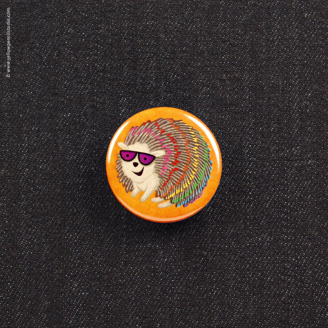 Rainbow Hedgehog Button - Yellow Pencil Studio