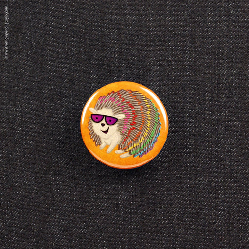 Rainbow Hedgehog Button - Yellow Pencil Studio