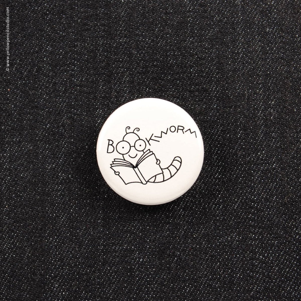 Bookworm Button - Yellow Pencil Studio