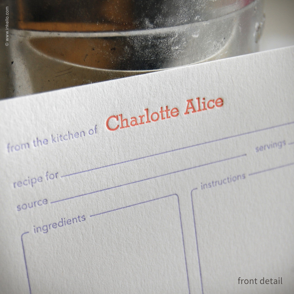 Cupcake Personalized Recipe Cards (#259) Recipe cards - Inkello Letterpress