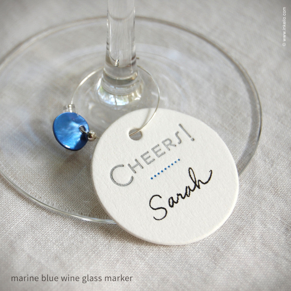 "Cheers" Dotted Wine Glass Markers (#286) Wine Glass Markers - Inkello Letterpress