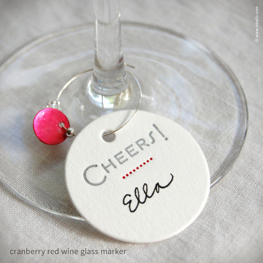 "Cheers" Dotted Wine Glass Markers (#286) Wine Glass Markers - Inkello Letterpress