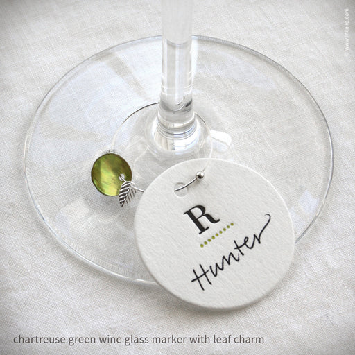 Monogrammed Dotted Wine Glass Markers (#318) Wine Glass Markers - Inkello Letterpress