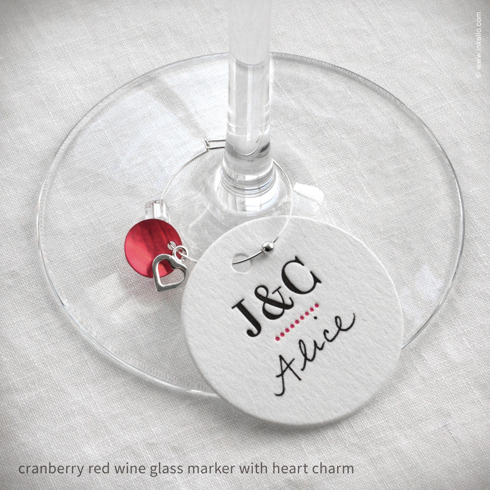 Monogrammed Dotted Wine Glass Markers (#318)  Inkello Letterpress
