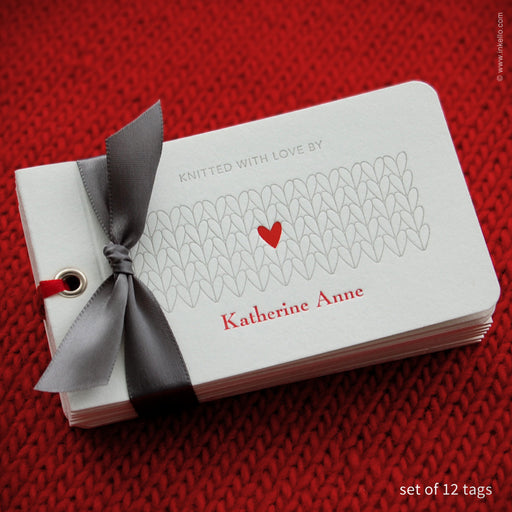 Heart Personalized Knitting Tags (#353) Knitting Tag - Inkello Letterpress