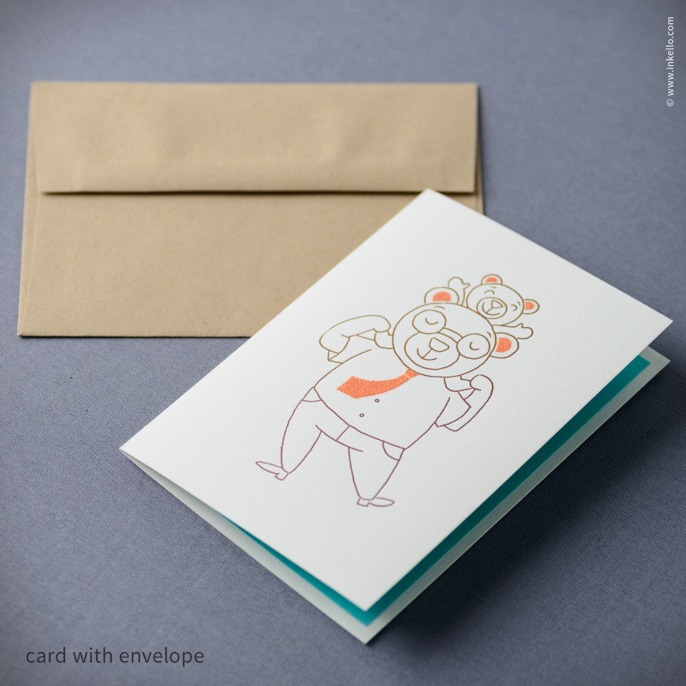 Bear Father's Day Card (#384)  - Inkello Letterpress