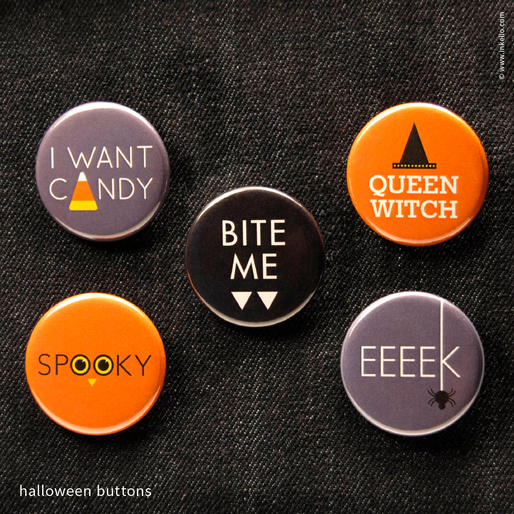 Halloween Buttons (#603) Button - Inkello Letterpress