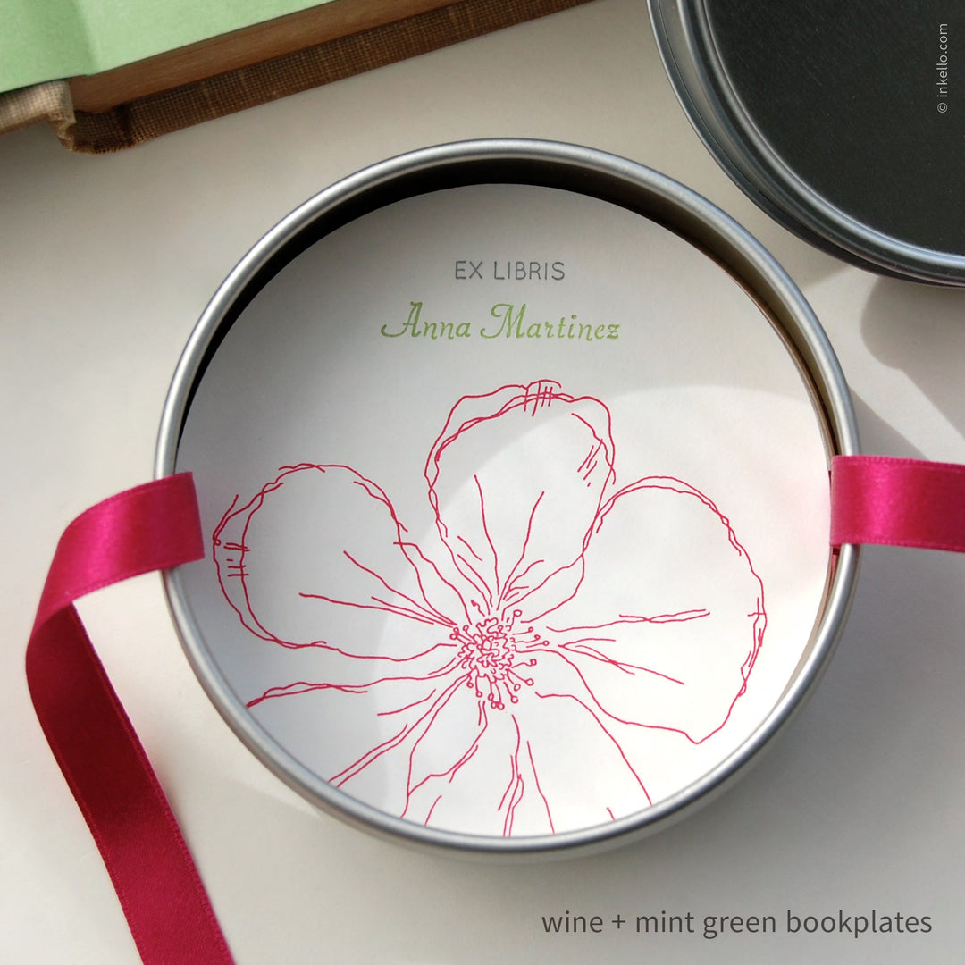 Snow Drop Anemone Personalized Bookplates (