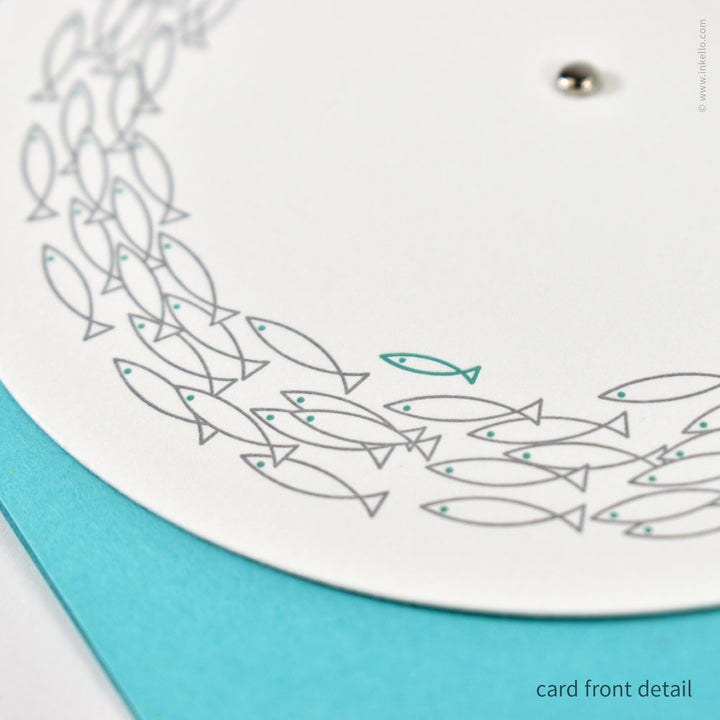 Silver School of Fish Note Card (