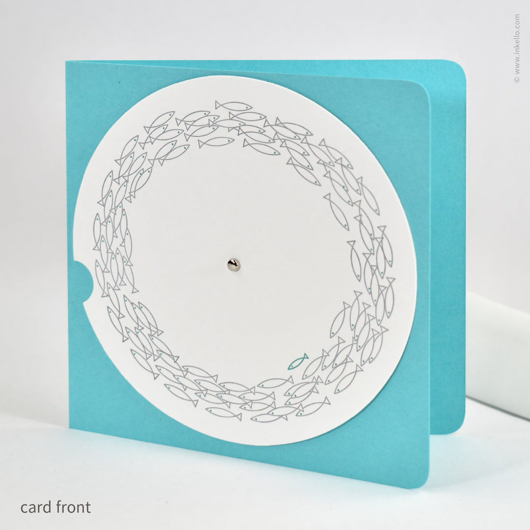 Silver School of Fish Note Card (