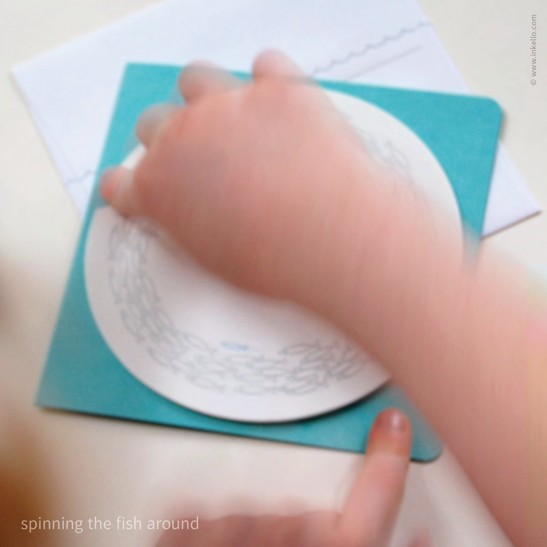 Silver School of Fish Note Card (