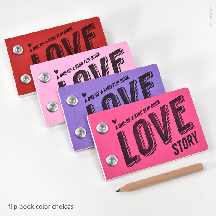 Draw-Your-Own Love Story Flip Book + Pencil (