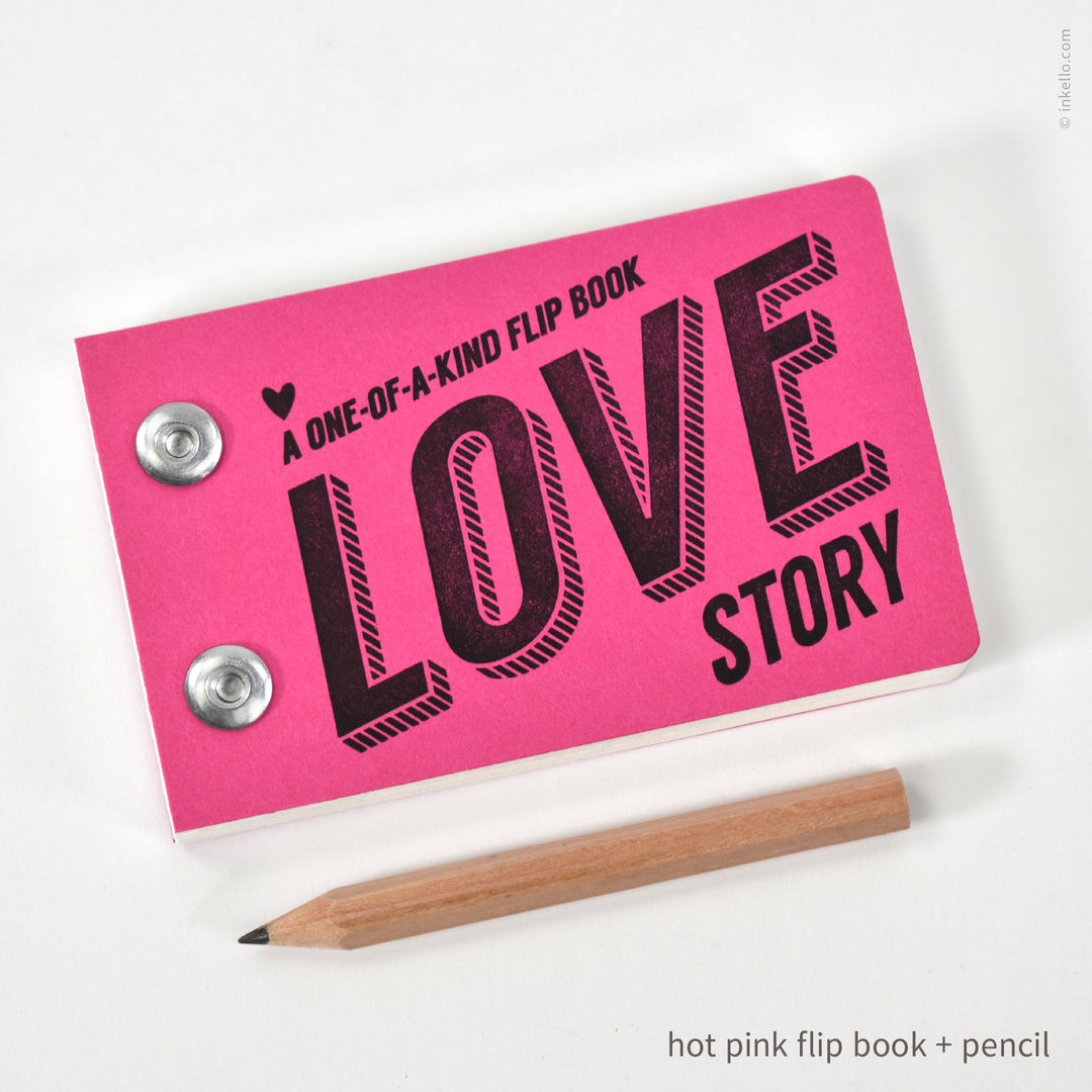 Draw-Your-Own Love Story Flip Book + Pencil (