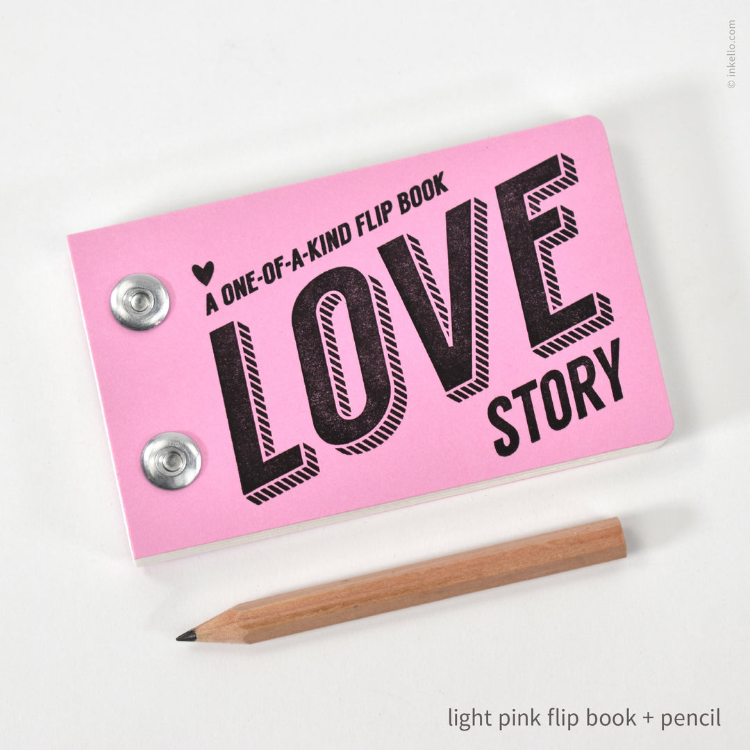 Draw-Your-Own Love Story Flip Book + Pencil (