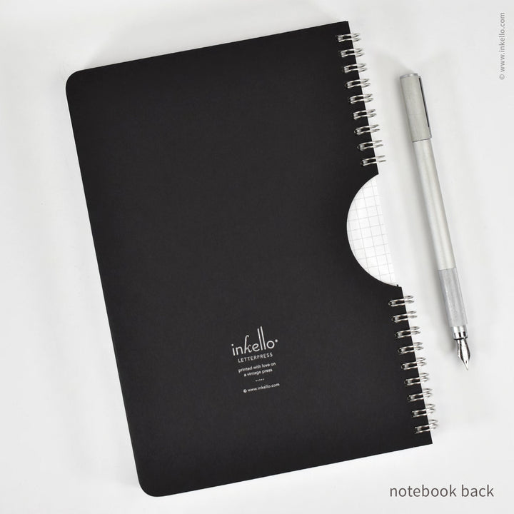 Star Spiral Notebook with Black Cover and Silver Ink (