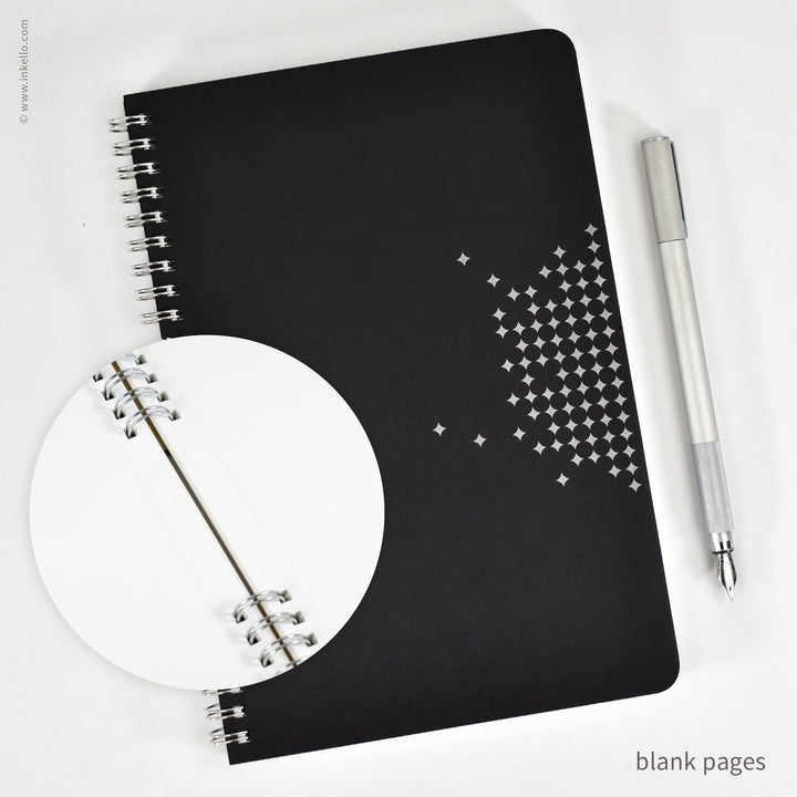 Star Spiral Notebook with Black Cover and Silver Ink (