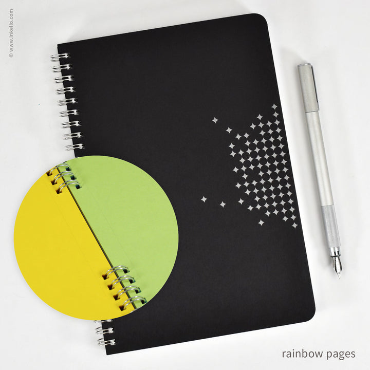 Star Spiral Notebook with Black Cover and Silver Ink (