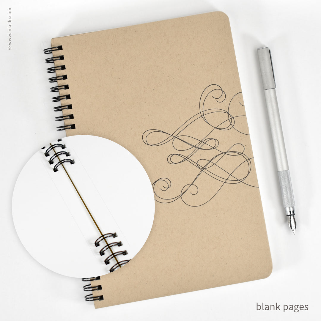 Swirl Spiral Notebook with Kraft Cover and Black Ink (