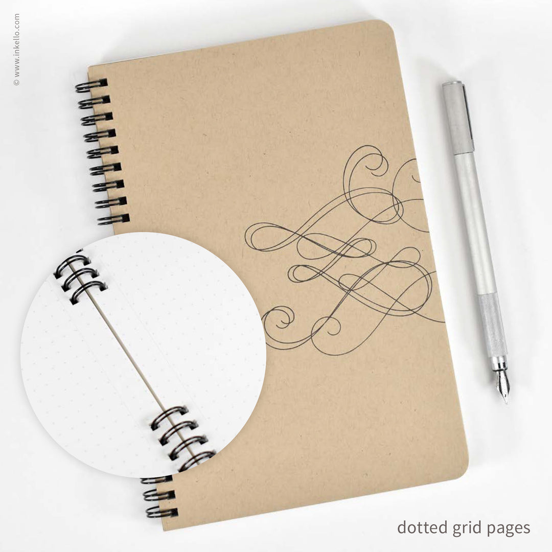 Swirl Spiral Notebook with Kraft Cover and Black Ink (
