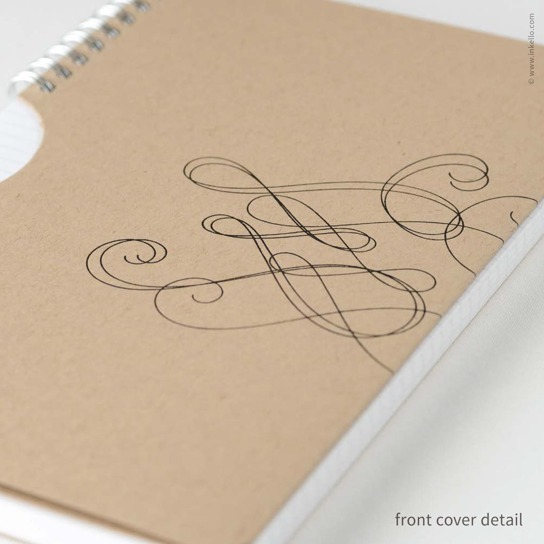 Swirl Spiral Notebook with Kraft Cover and Black Ink (
