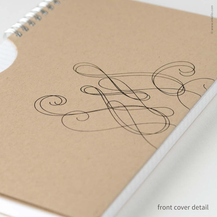 Swirl Spiral Notebook with Kraft Cover and Black Ink (