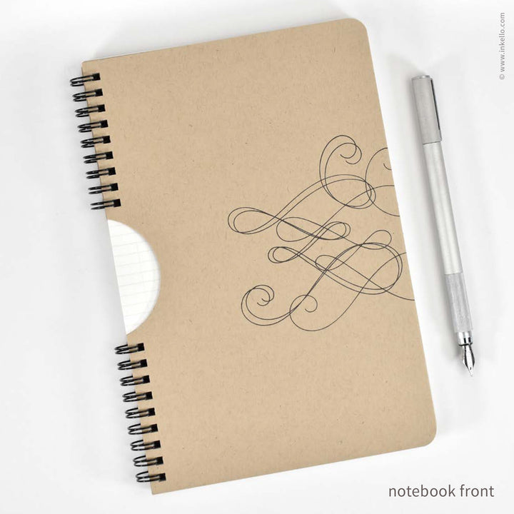Swirl Spiral Notebook with Kraft Cover and Black Ink (