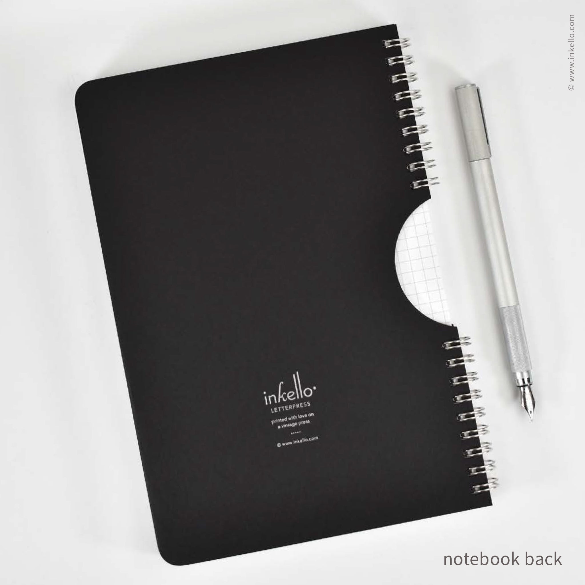 Swirl Spiral Notebook with Black Cover and Silver Ink (#457