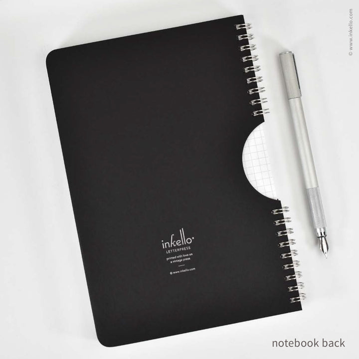 Swirl Spiral Notebook with Black Cover and Silver Ink (