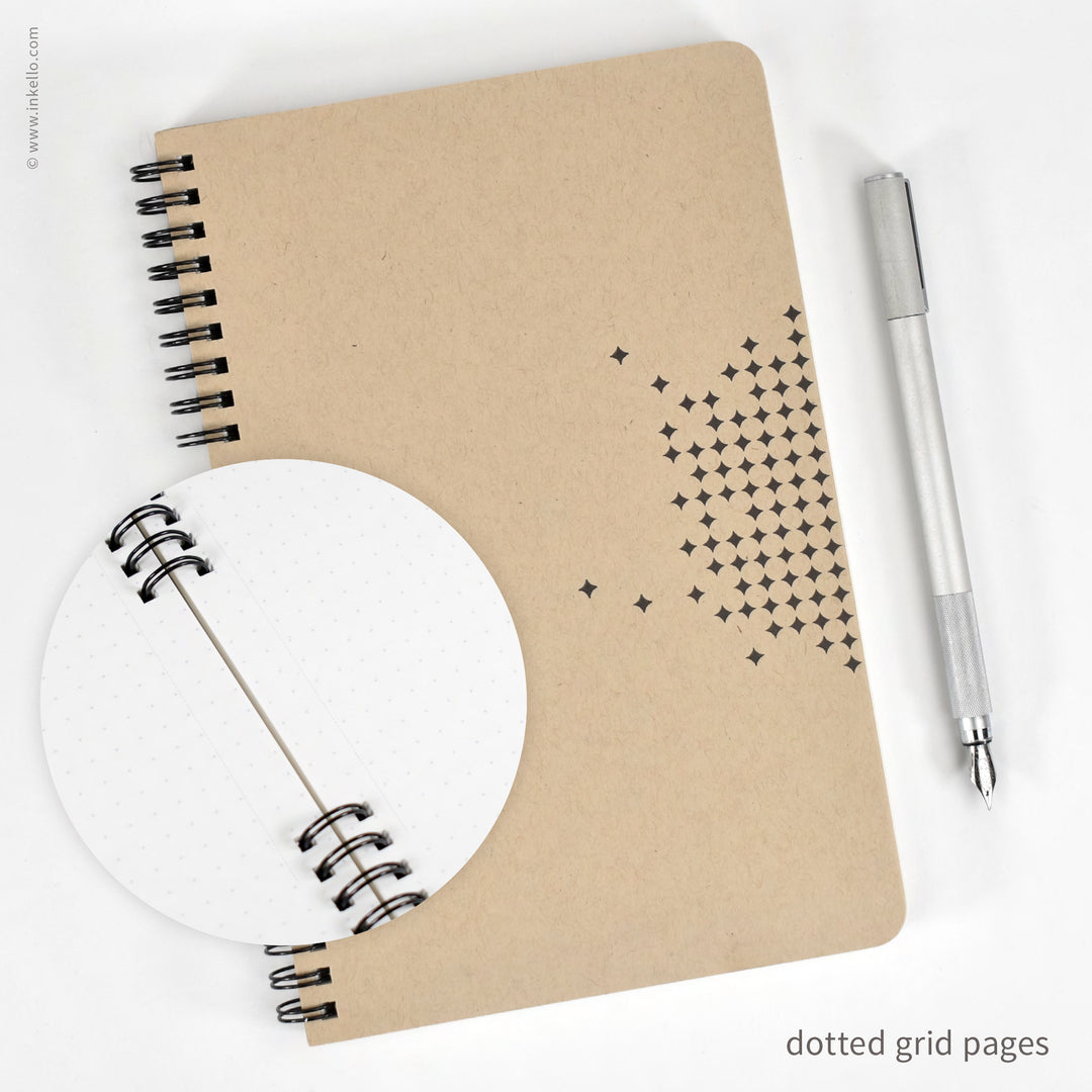 Star Spiral Notebook with Kraft Cover and Black Ink (