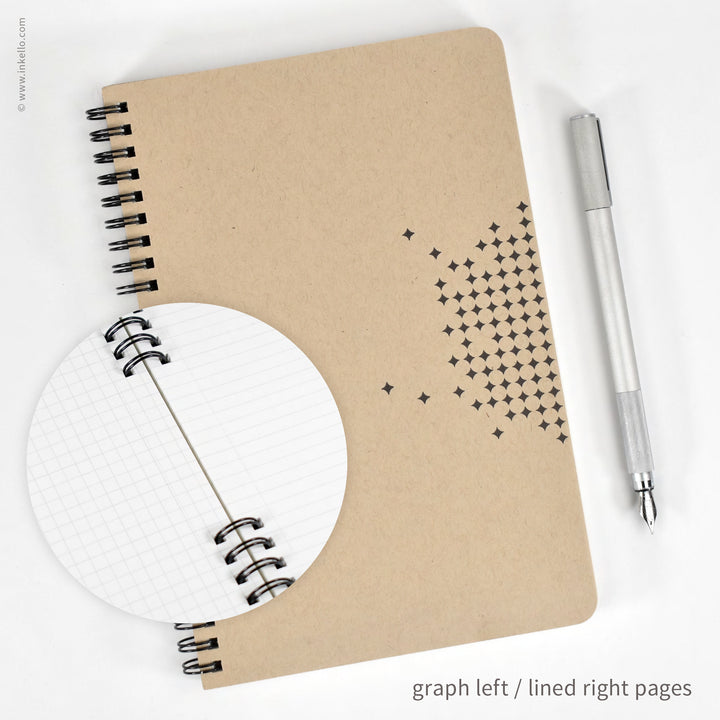 Star Spiral Notebook with Kraft Cover and Black Ink (