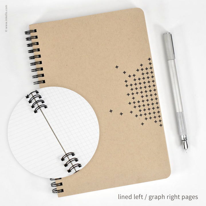 Star Spiral Notebook with Kraft Cover and Black Ink (