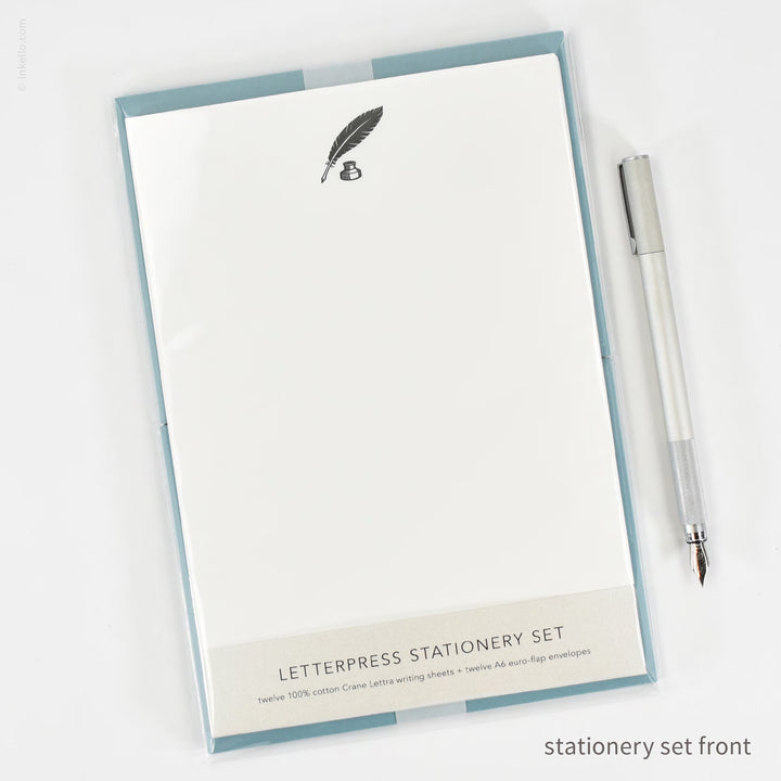 Stationery Set with Feather Quill &amp; Ink Pot (