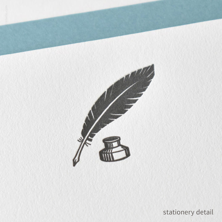 Stationery Set with Feather Quill &amp; Ink Pot (