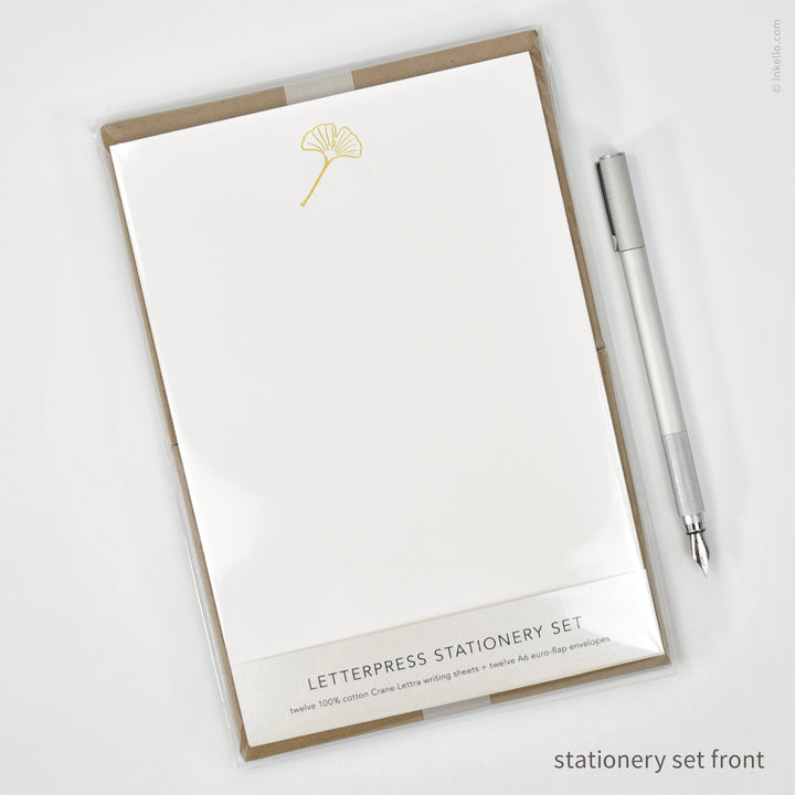 Stationery Set with Ginkgo Leaf (