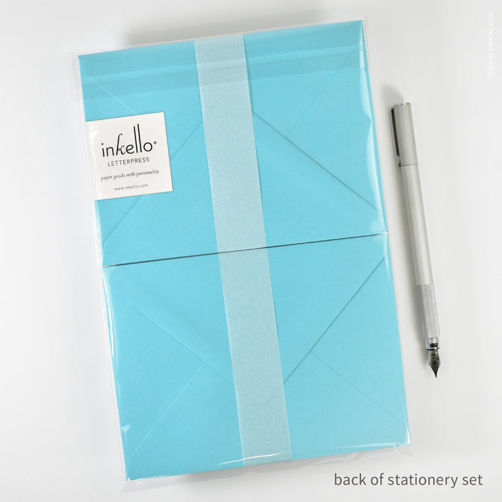 Stationery Set with Navy "Hello!" Script (