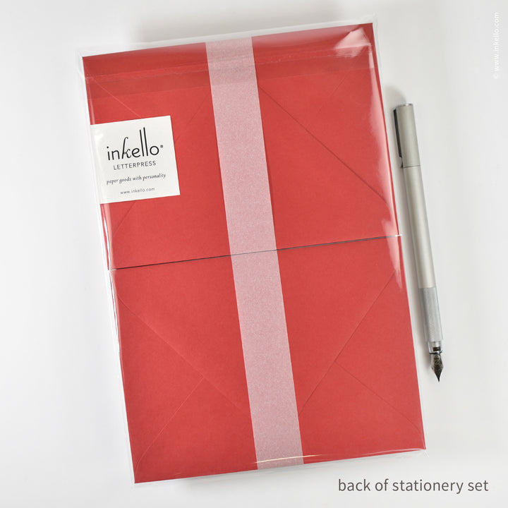 Stationery Set with Red Maple Leaf (