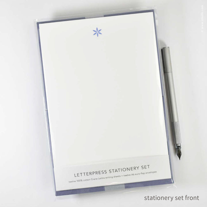 Stationery Set with Little Periwinkle Flower (