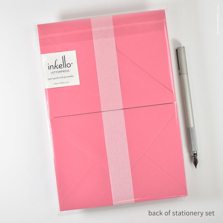 Stationery Set with Vintage Pink Rose (