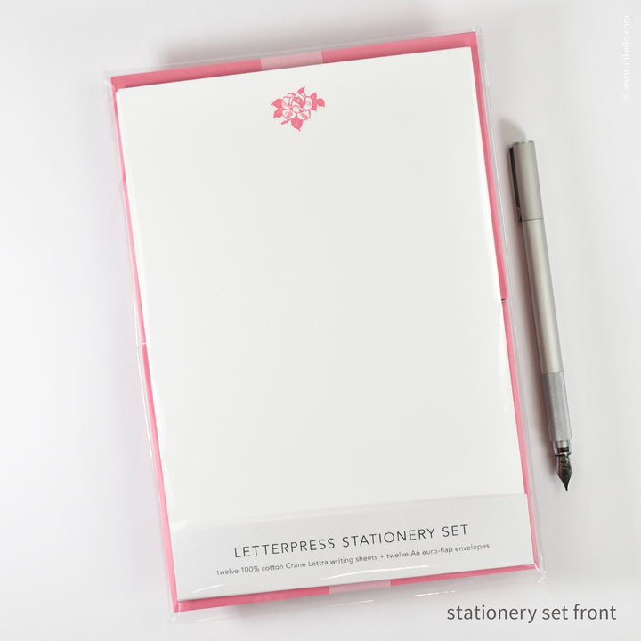 Stationery Set with Vintage Pink Rose (