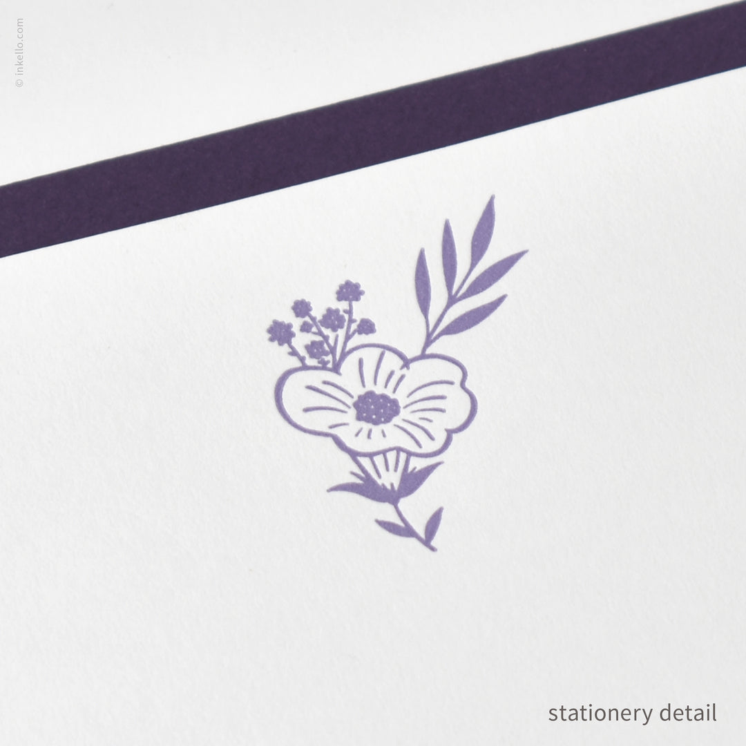 Stationery Set with Purple Bouquet (