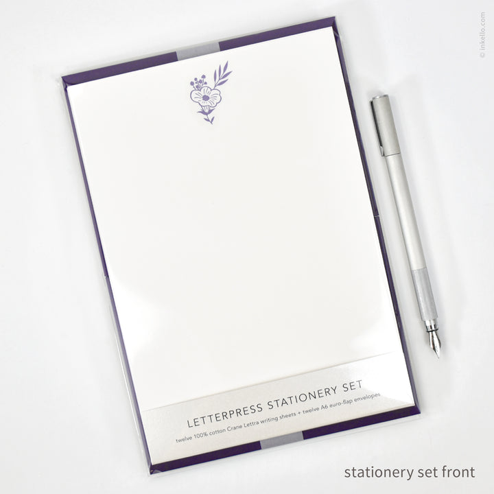 Stationery Set with Purple Bouquet (