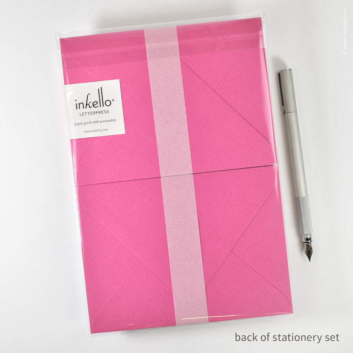 Stationery Set with Purple Flower (