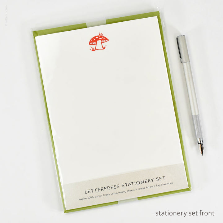 Stationery Set with Red Mushroom &amp; Tiny Bug (