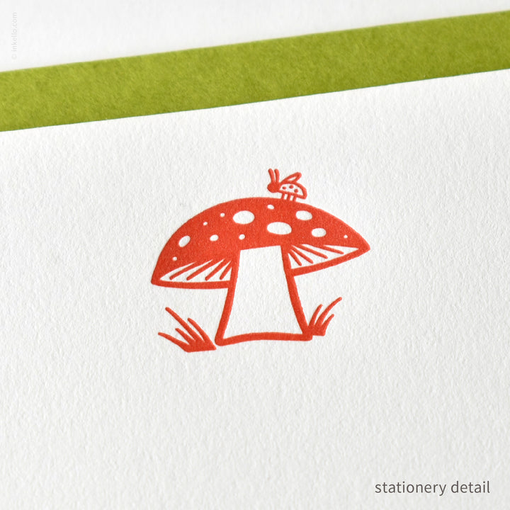 Stationery Set with Red Mushroom &amp; Tiny Bug (