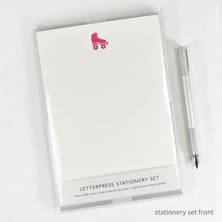 Stationery Set with Hot Pink Roller Skate (