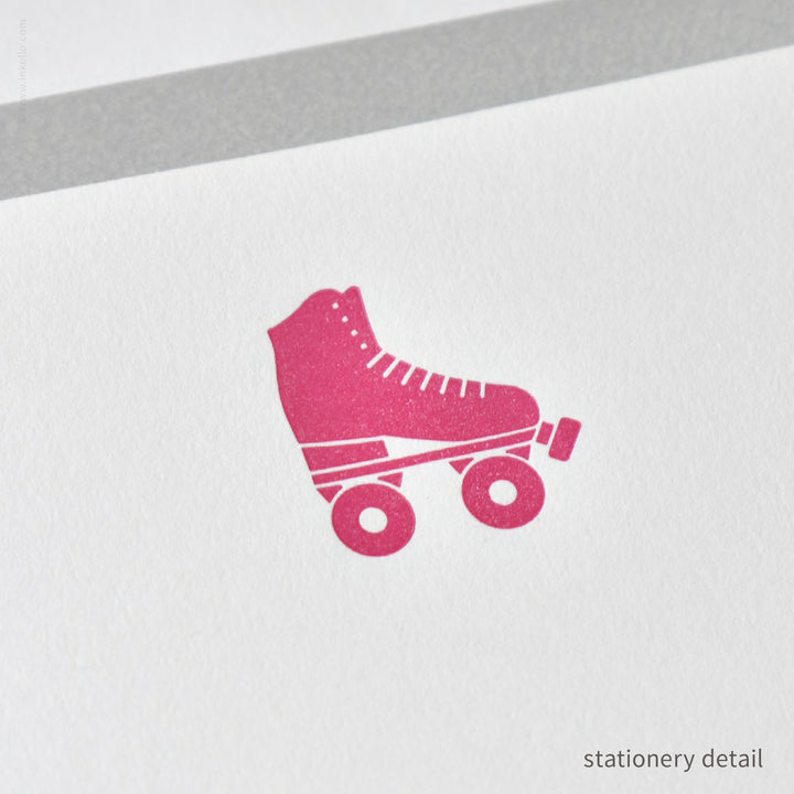 Stationery Set with Hot Pink Roller Skate (