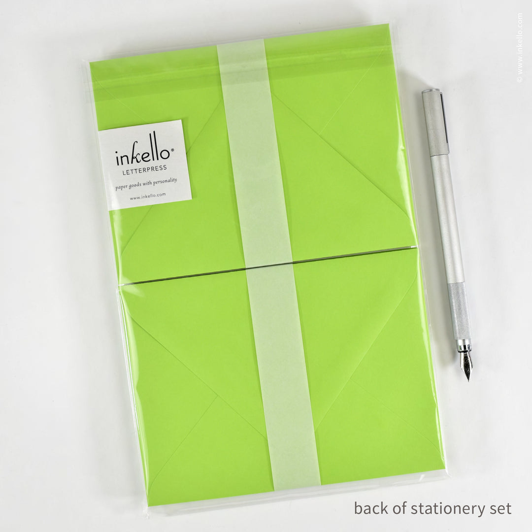 Stationery Set with Green Lucky Shamrock (
