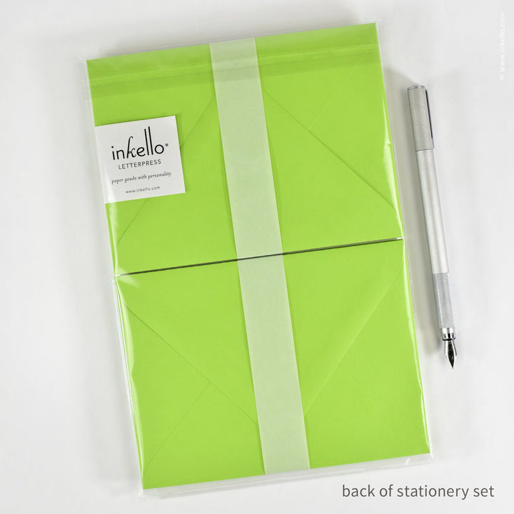 Stationery Set with Green Lucky Shamrock (
