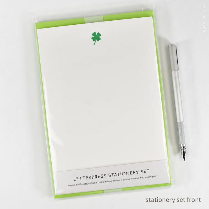 Stationery Set with Green Lucky Shamrock (