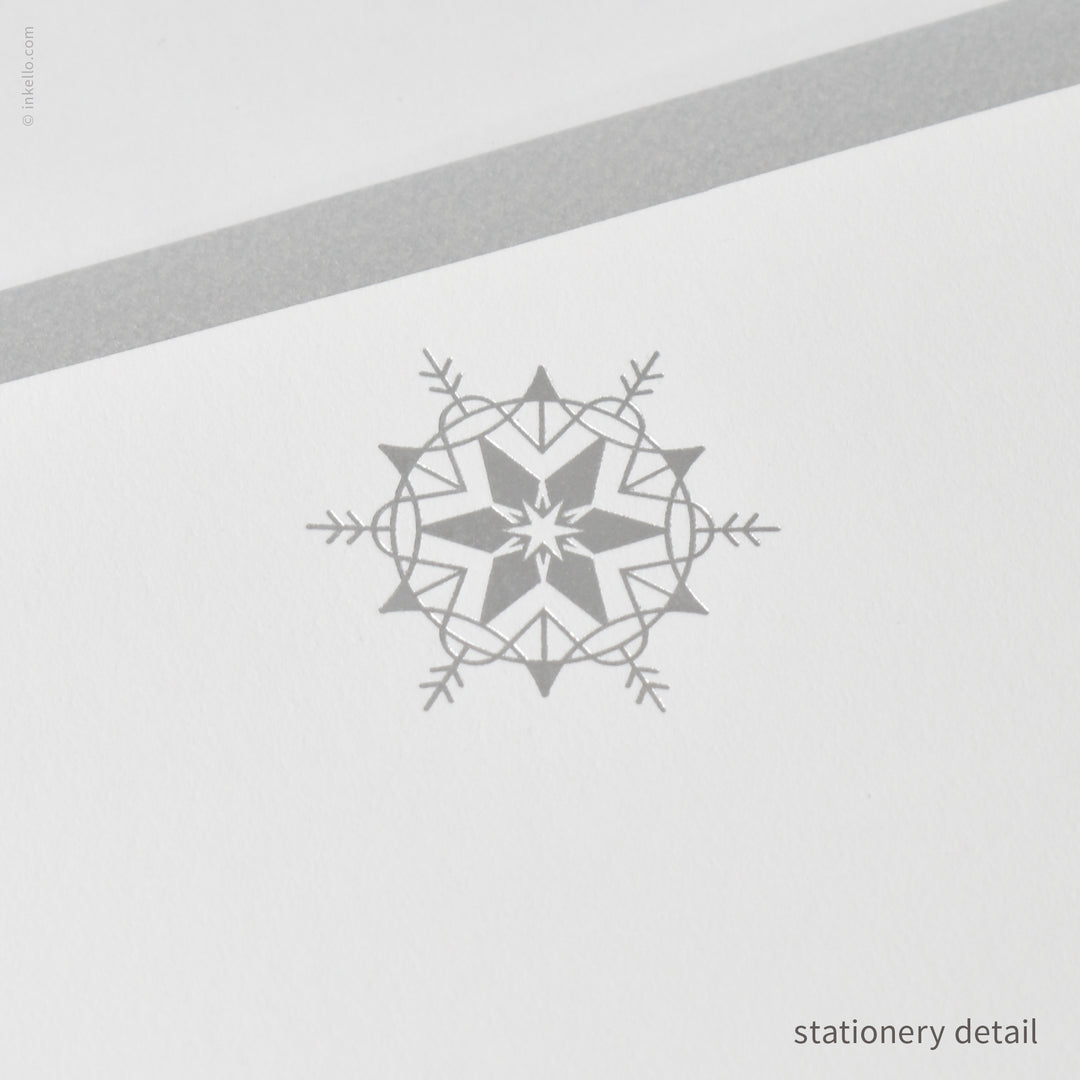 Stationery Set with Silver Snowflake (